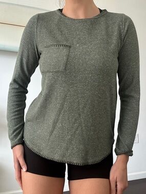 Pink Clover Women's Olive Green Long-Sleeve Pocket Top